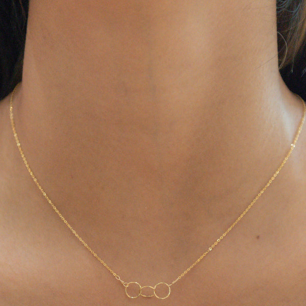 Tiny Triple Diamond Cut Circles Necklace - - Necklaces - Ofina