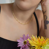 Elongated Oval & Round Link Chain Necklace - - Necklaces - Ofina