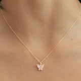 Pink Butterfly Necklace - - Necklaces - Ofina