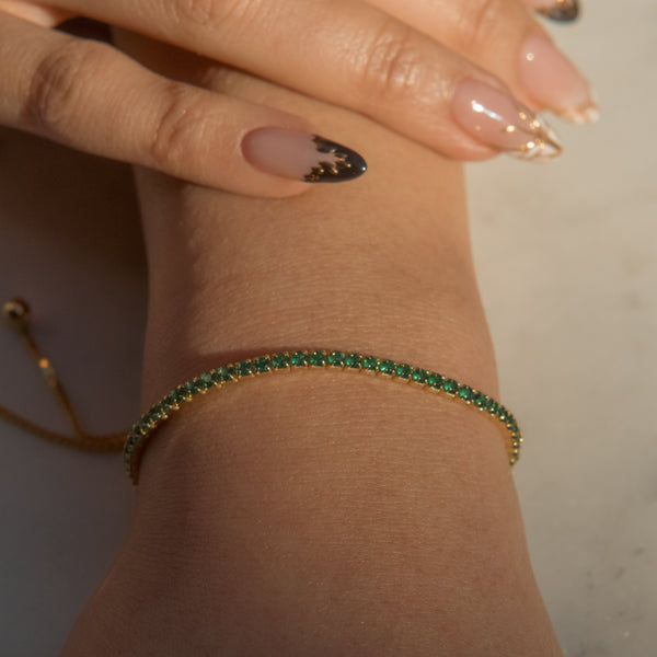 CZ Emerald Green Tennis Bracelet - - Bracelets - Ofina