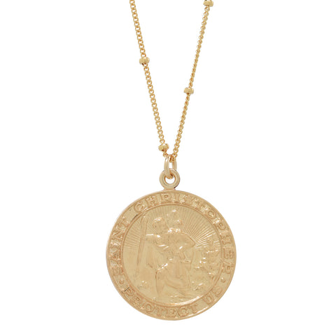 Saint Christopher Disc Necklace - - Necklaces - Ofina