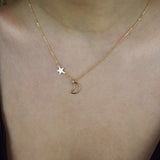Moon Outline & Star Necklace - - Necklaces - Ofina