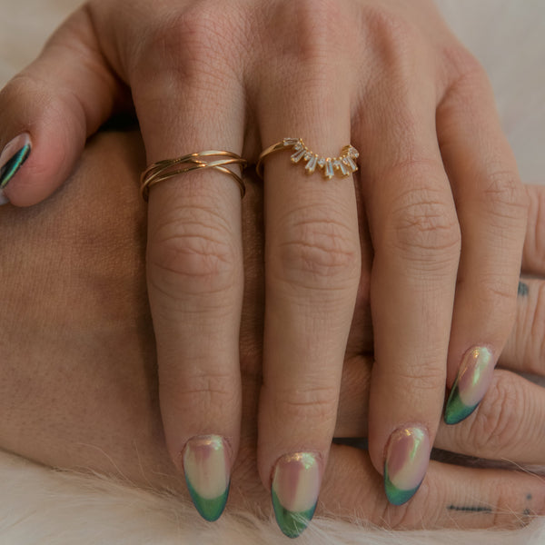 SALE - CZ Deco Crown Ring - - Rings - Ofina