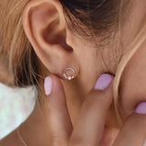 10k Solid Gold CZ Wreath Studs - - Earrings - Ofina