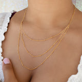 Triple Layer Ball Chain Necklace - - Necklaces - Ofina
