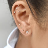 SALE - 10k Solid Gold CZ Trillion Studs - - Earrings - Ofina