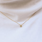 14k Solid Gold Single Diamond Bezel Necklace - - Necklaces - Ofina