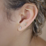 10k Solid Gold Double Bar Studs - - Earrings - Ofina