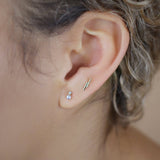 10k Solid Gold CZ / Pearl Studs - - Earrings - Ofina