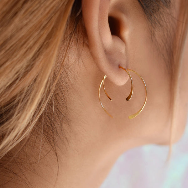 SALE - Endless Hammered End Hoops - - Earrings - Ofina
