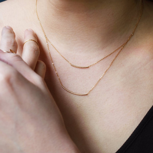 SALE - Double Strand Quilted Tubes Necklace - - Necklaces - Ofina