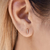 14k Tiny Diamond Bar Studs - - Earrings - Ofina
