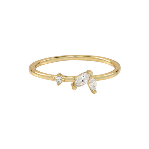 SALE - CZ Duo Marquise / Dot Ring - Gold / 5 - Rings - Ofina