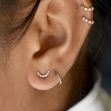 10k Solid Gold CZ Pear Crawler Studs - - Earrings - Ofina