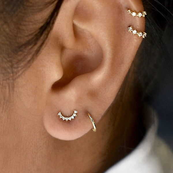10k Solid Gold CZ Pear Crawler Studs - - Earrings - Ofina