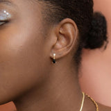 CZ Black / Clear Dangle Teardrop Studs - - Earrings - Ofina