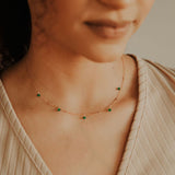 Tiny Green Onyx Stone Drop Beaded Necklace - - Necklaces - Ofina