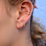 10k Solid Gold Twisted Huggie - - Earrings - Ofina