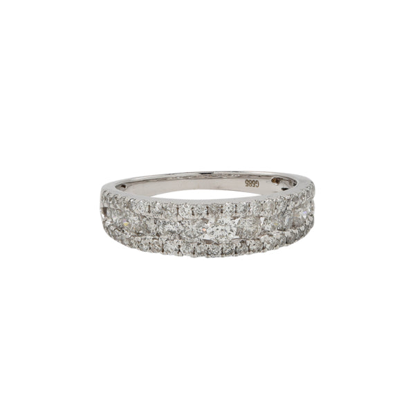 Triple Layer Diamonds Ring - White Gold / 5 - Rings - Ofina