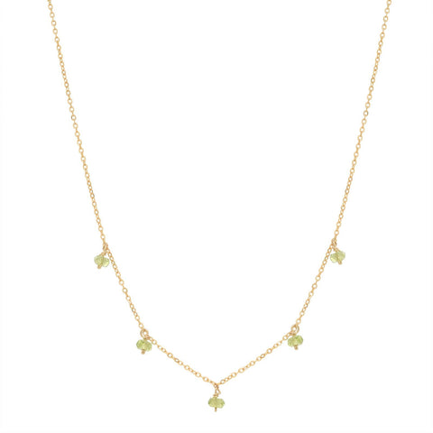 Tiny Green Hydro Quartz Stone Drop Necklace - - Necklaces - Ofina