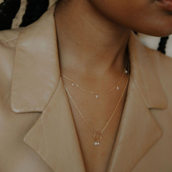 Halo Duo Pearl Necklace - - Necklaces - Ofina
