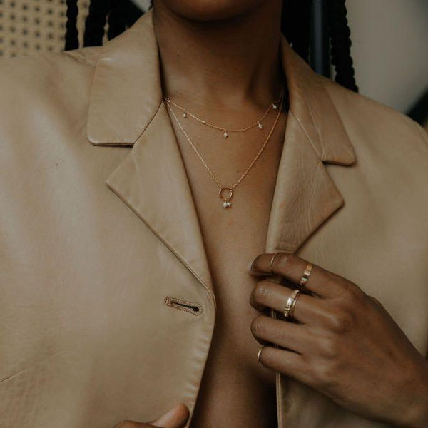 Tiny Pearl Beaded Drop Necklace - - Necklaces - Ofina