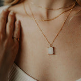 Moonstone Emerald Necklace - - Necklaces - Ofina