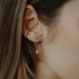 Tiny CZ Emerald Leverback Earrings - - Earrings - Ofina