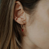 Tiny Red Emerald Leverback Earrings - - Earrings - Ofina