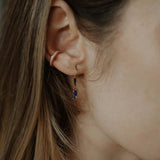 Tiny Blue Emerald Leverback Earrings - - Earrings - Ofina