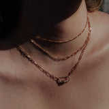Split Oval Link & Double Thin Chain Necklace - - Necklaces - Ofina