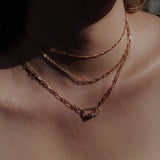 Elongated Oval Link Textured Carabiner Necklace - - Necklaces - Ofina