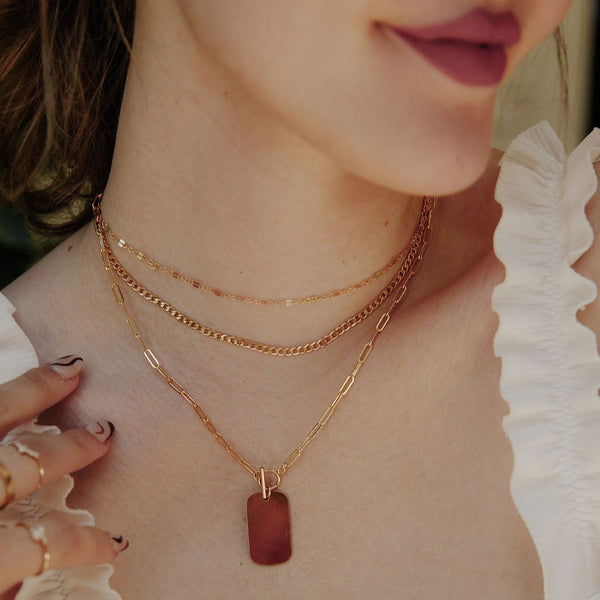 SALE - Medium Dog Tag Necklace w/ Toggle Clasp - - Necklaces - Ofina