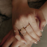 10k Solid Gold Double Textured Ring - - Rings - Ofina
