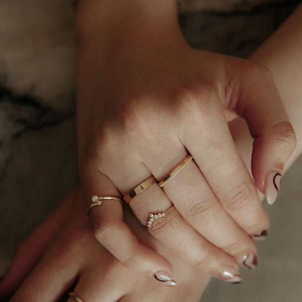 10k Solid Gold Double Textured Ring - - Rings - Ofina