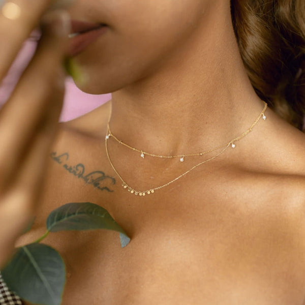 Tiny Pearl Beaded Drop Necklace - - Necklaces - Ofina