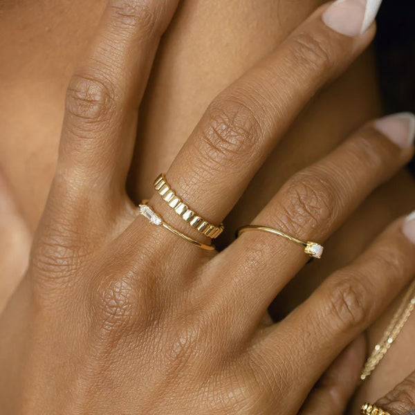 CZ Baguette Deco Ring - - Rings - Ofina