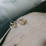 14k Solid Gold CZ Channel Huggies - - - Ofina