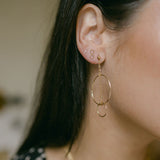 Duo Chain Hoop Studs - - Earrings - Ofina