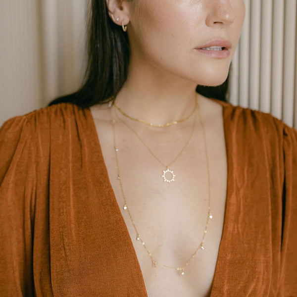 Cutout CZ Sun Necklace - - Necklaces - Ofina