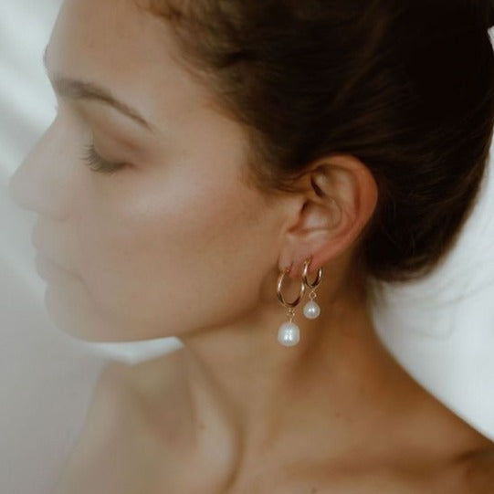 Pearl Huggie Earrings - - Earrings - Ofina