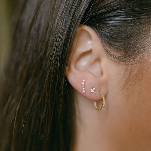 10k Solid Gold Tiny CZ Curved Crawler -  - Earrings - Ofina