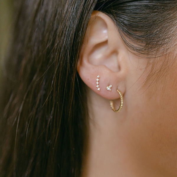 SALE - 10k Solid Gold Twisted Hoop Studs - - Earrings - Ofina