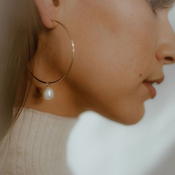 Detachable Pearl Hoop Earrings - - Earrings - Ofina