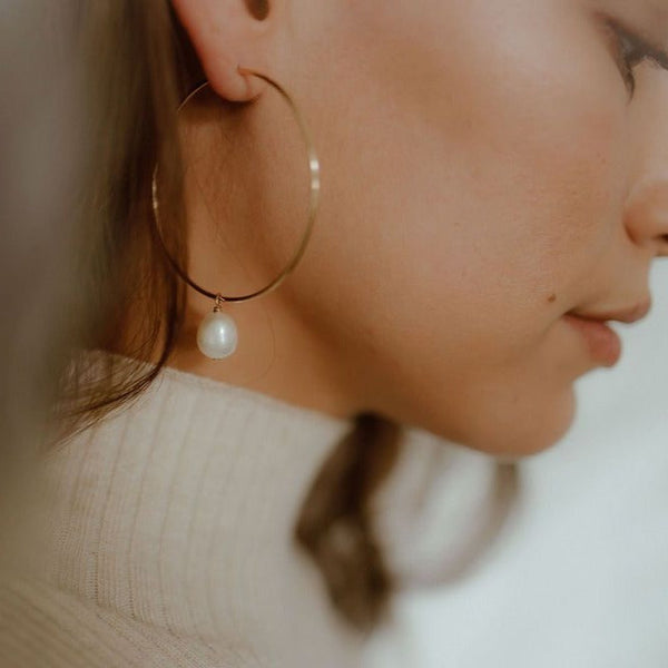 Detachable Pearl Hoop Earrings - - Earrings - Ofina