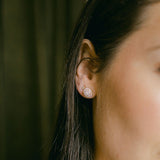 18k Solid Gold Round Halo Diamond Studs - - Earrings - Ofina