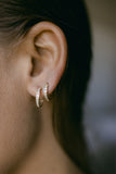 14k Solid Gold CZ Channel Huggies - - - Ofina