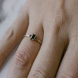 10k Solid Gold Black CZ Baguette Trapezoid Ring - - Rings - Ofina