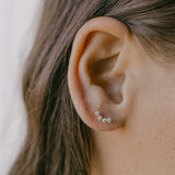 14k Solid Gold CZ Curved Studs - - Earrings - Ofina
