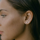 14k Solid Gold Round CZ Studs - - Earrings - Ofina